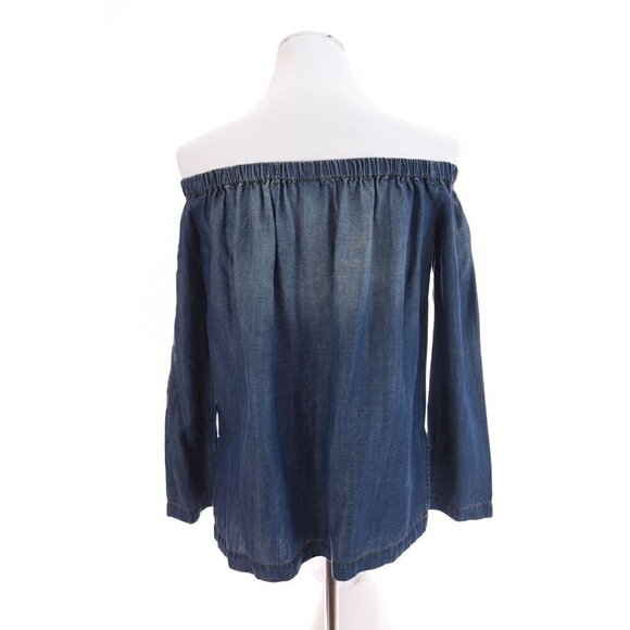 Cloth & Stone Anthropologie Sz XS Off Shoulder Chambray Denim Blouse Top Womens - Picture 8 of 10